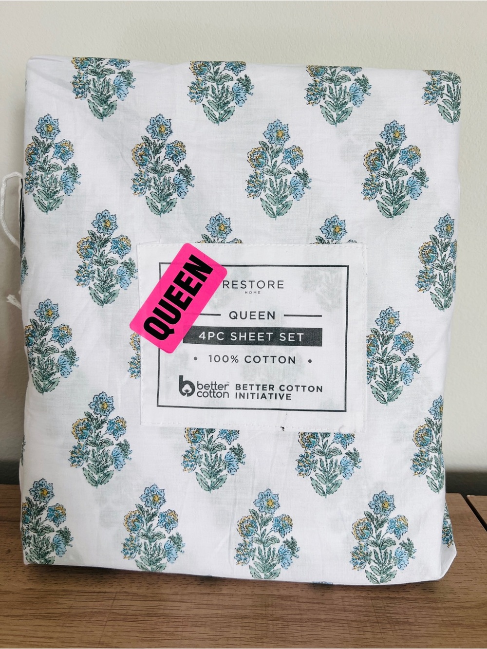 Restore Home 100% Cotton floral 
QUEEN Size Sheet Set